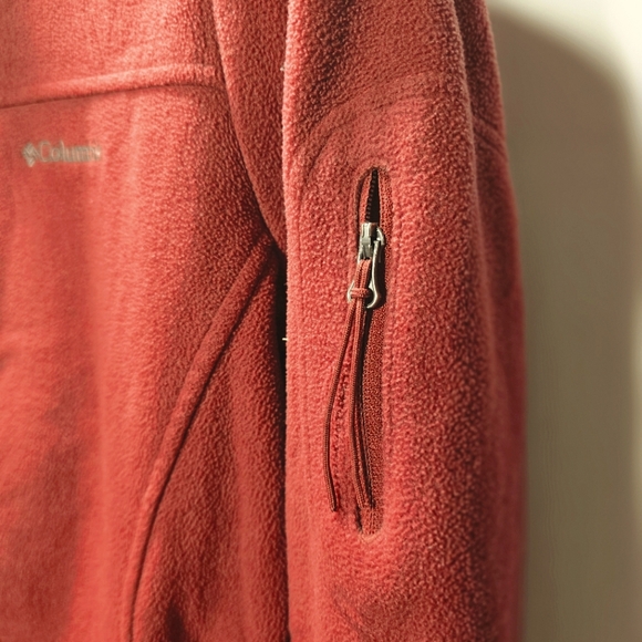 Columbia Women's Fleece Jacket Medium Red/Deep Orange Beautiful Color - Picture 4 of 5
